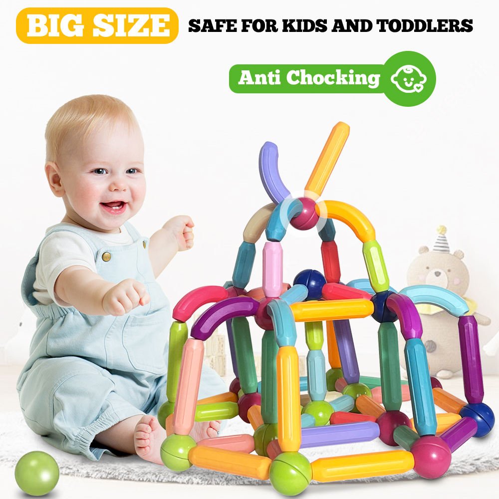 Magnetic Rod & Ball Building Blocks | DIY Educational Toy for Kids (4–10 Years)
