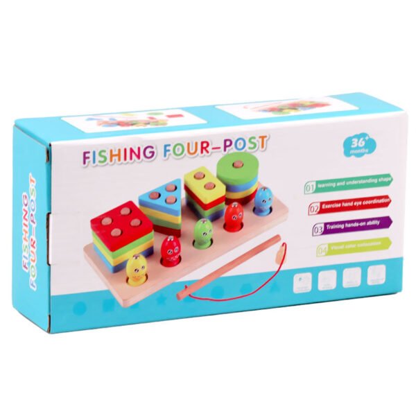 Fishing Four-Post Wooden Montessori Toys | Shape Sorting & Learning Blocks (2–7 Years)