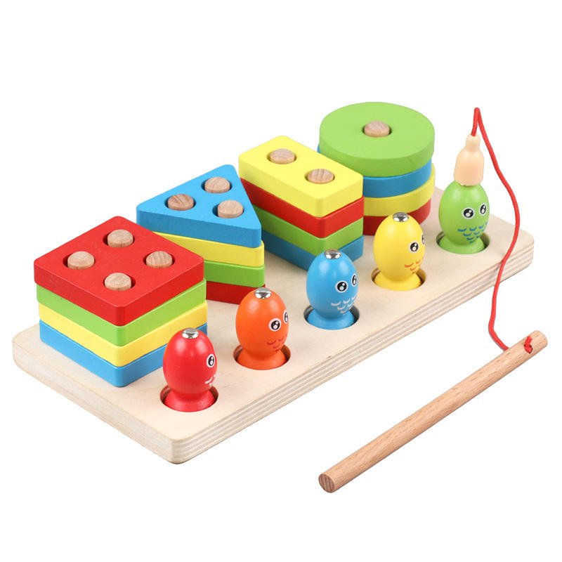 Fishing Four-Post Wooden Montessori Toys | Shape Sorting & Learning Blocks (2–7 Years)